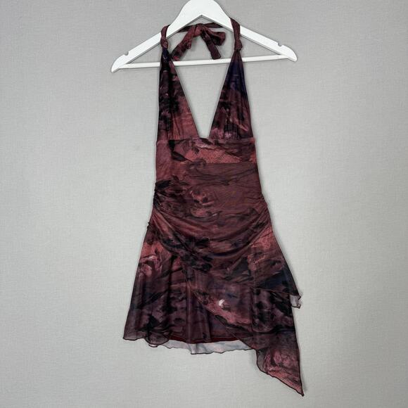 Tiger Mist Frieda Dress Womens XS Burgundy Romantic Halter Y2K Fairy Grunge - Picture 2 of 15